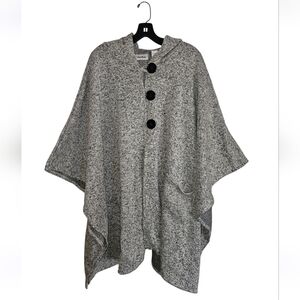 Le Moda Gray Knit Large Button-Down Cape One Size